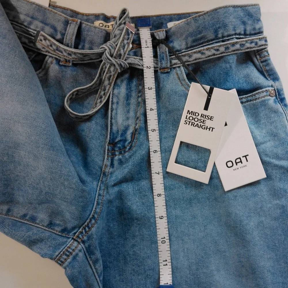 OAT New York Cloud Luxe Mid Rise Loose Straight Jeans Blue Light Wash 4/27 NEW
